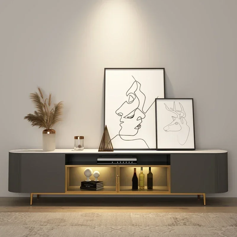 

Cabinet High Cabinet Coffee Table Combination Light Luxury New Style Living Room Black Background Wall Storage Floor Cabinet