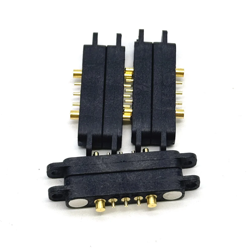 1 zestaw 5A 36V DC Magnetyczne Złącze Pogo Pin 5Pin Z Uszami Wodoodporne Pogopin Męskie Żeńskie Sprężynowe Gniazdo Zasilania DC — zdjęcie produktu 5