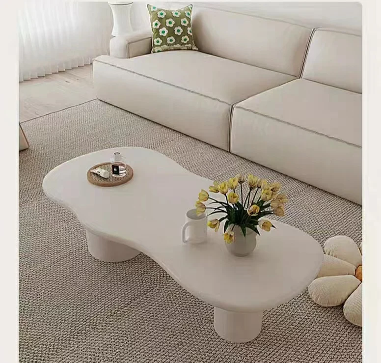 

/Smooth baking finish simple living room coffee table Nordic cloud plywood long coffee table