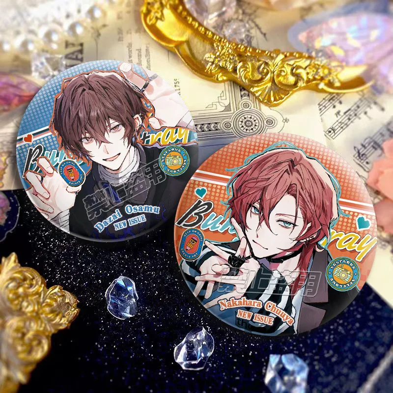 Game Bunko Wild dog Anime Surrounding Fan double flash laser Badge Double Black Dazai Ji Nakahara Also Brooch Valley