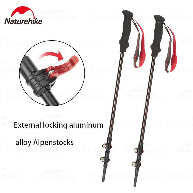 Naturehike St017 Aluminum Alloy Trekking Pole Ultralight 430g/Pair External Lock Type Hiking Poles 66-135cm Climbing Stick