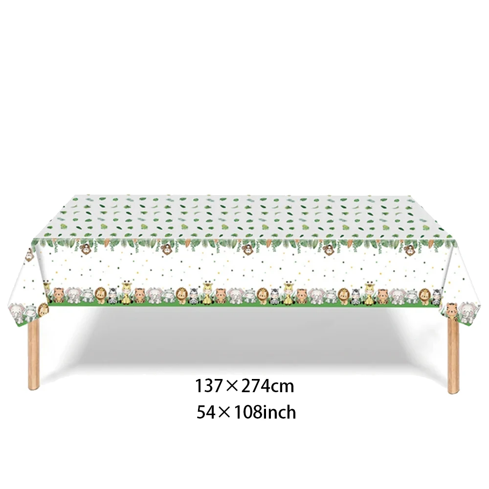 Tischdecke mit Dschungeltieren, Tischbezug, Dschungel-Party-Banner, Dschungel-Wildtier-Geburtstagsdekoration, Safari-Dschungeltier-Geburtstagsdekoration – Detail 4