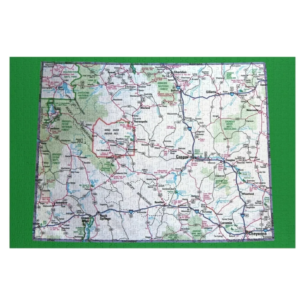 Wyoming Roadmap Jigsaw Puzzle Customized Gifts For Kids Photo Custom Puzzle