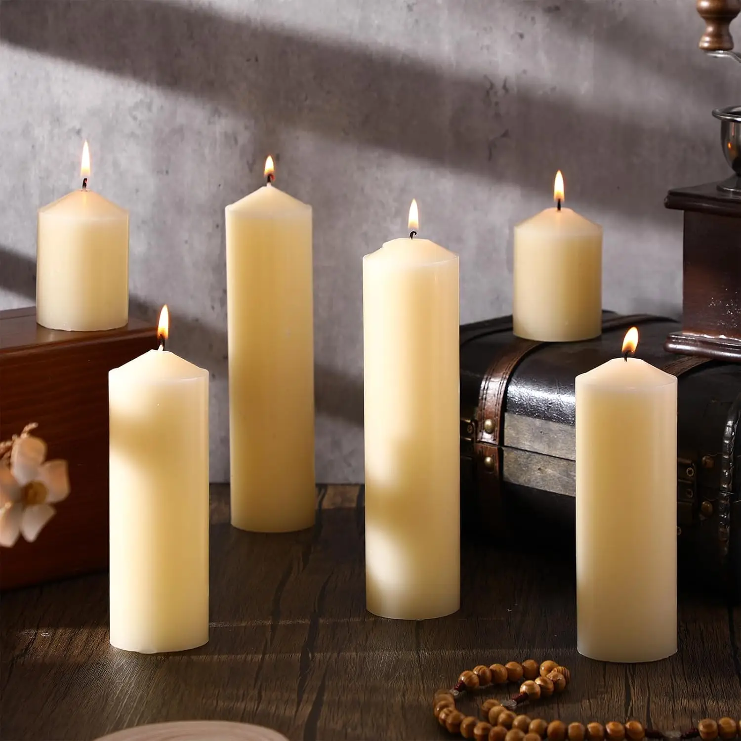 

6 Pcs Pillar Candles 3 Set 2 in x 3, 6, 8 Inch SmokelDriplUnscented Pillar Candles Long Clean Burning