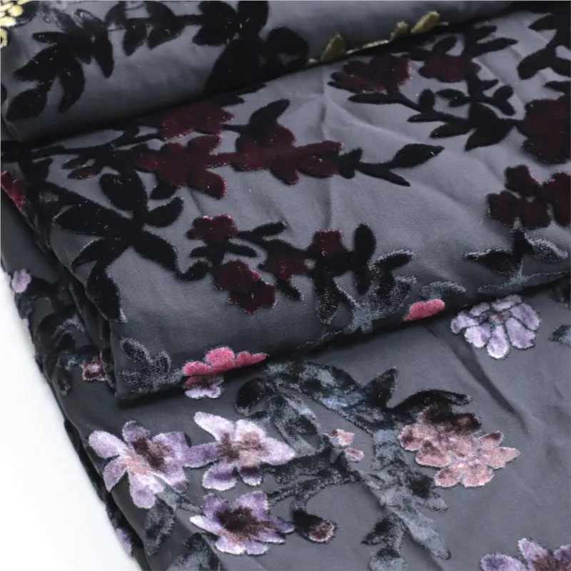 Velvet printed women's clothing fabric silk cheongsam dress patterned