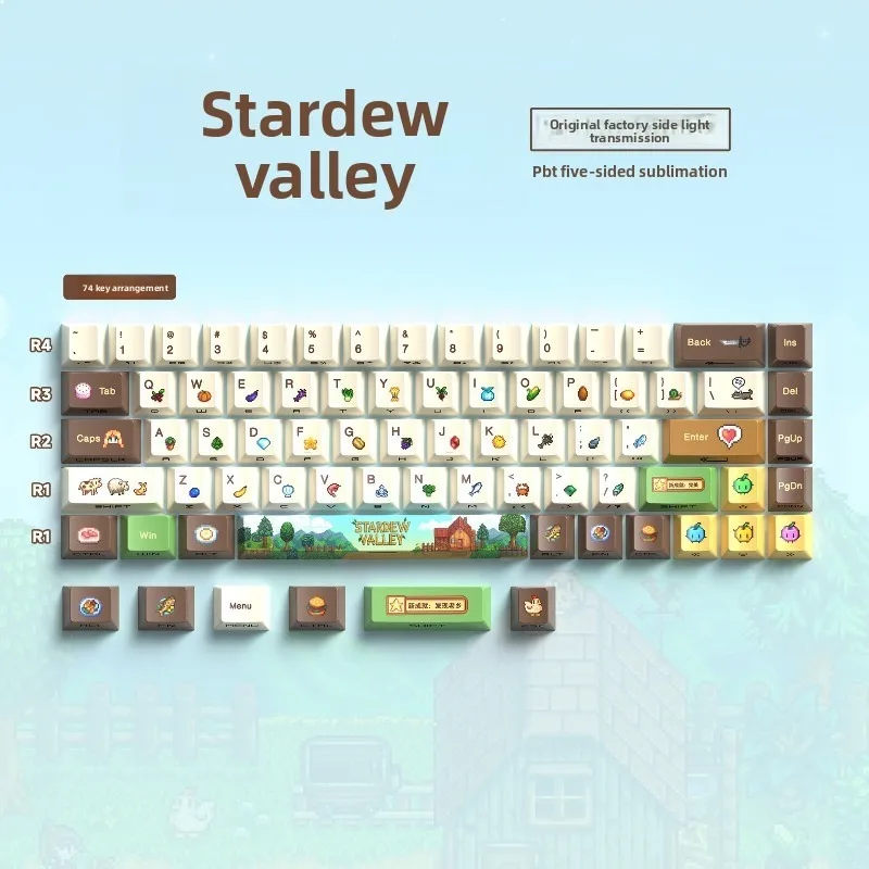 112 teclas personalizadas para teclado mecánico de Stardew Valley, accesorio para juegos, teclas de repuesto para bricolaje, teclado decorativo para juegos.
