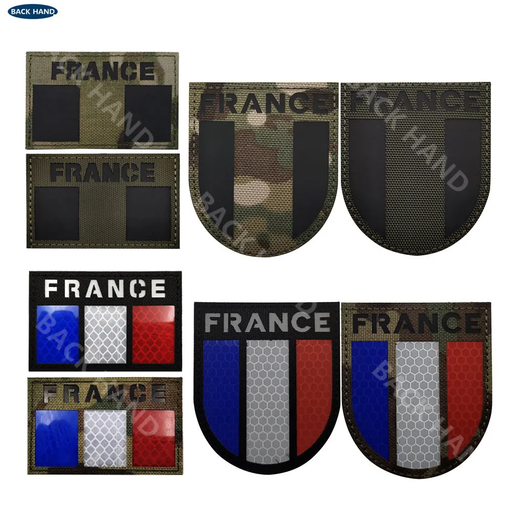 New French Flag Reflective Piece FRANCE Magic Patches Badge Tactical Morale Badge Sewing Military Patches for Clothing