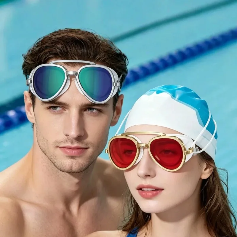 Lunettes de natation anti-buée à vision complète, professionnelles, grand angle, pour hommes et femmes, style rétro 2026