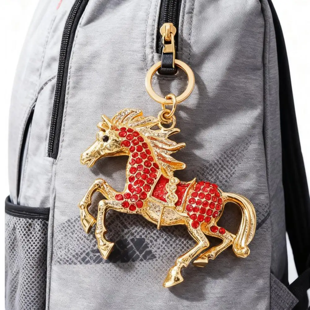 Gold plated Horse Keychain Elegant Rhinestone encrusted Horse Keychain Set for Women Girls 3d Horse Design Metal for Bags