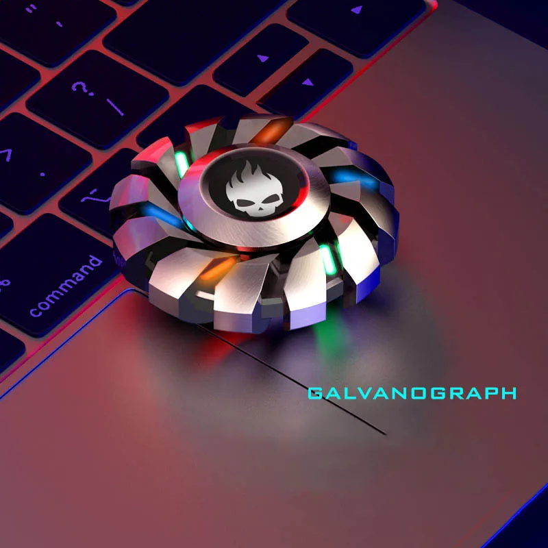 Conjunto de luxo luminoso fidget mão spinner edc metal alívio do estresse arco-íris luz mágica metal dedo giroscópio brinquedo para presente adulto