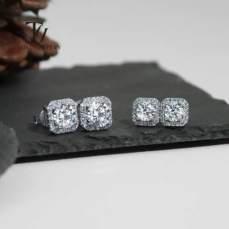 

TY Luxury Moissanite Stud Earrings For Women 100% 925 Sterling Silver Earrings D Color Moissanite With Certificate Jewelry Gift