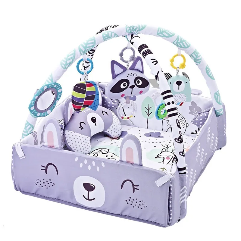 Baby Gym Play Mat, 8-in-1 Tummy Time Mat & Ball Pit with 6 Toys, Washable Baby Activity Play Mat for Visual, Hearing, Sensory, view 3