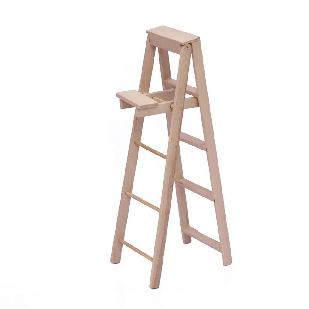 1/12 Dollhouse Miniature Accessories Mini Wooden Folding Ladder Simulation Furniture Model  for Doll House Decoration ob11 bjd