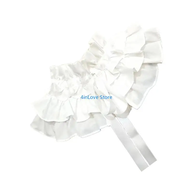 

T4MD Черный накладной воротник с декоративной кружевной отделкой и галстуком Акцент женской одежды