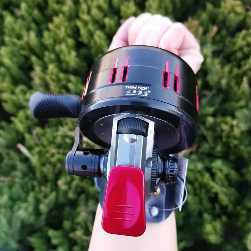 

Metal material closed fishing rod BL39, sliding fishing rod, black and red fishing rods with hooks, 55-meter long casting fishin