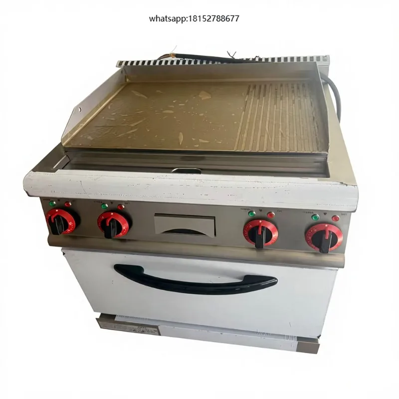 Kitchen Equipment Stainless Steel Gas Griddle with Cabinet Oven Stove Burner Baking Machine Continuous Cooking Line