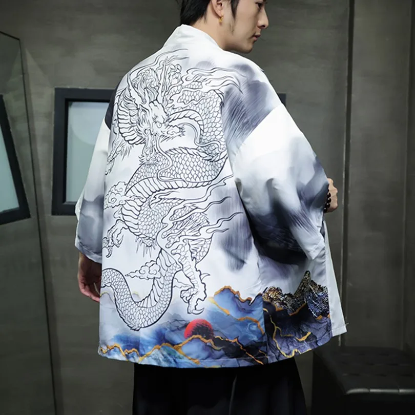 

Dragon Japanese Kimono Men Asia Clothing Haori Kimono Hanfu Men's Japan Chinese Clothes Man Kimonos Traditional Style Fashion