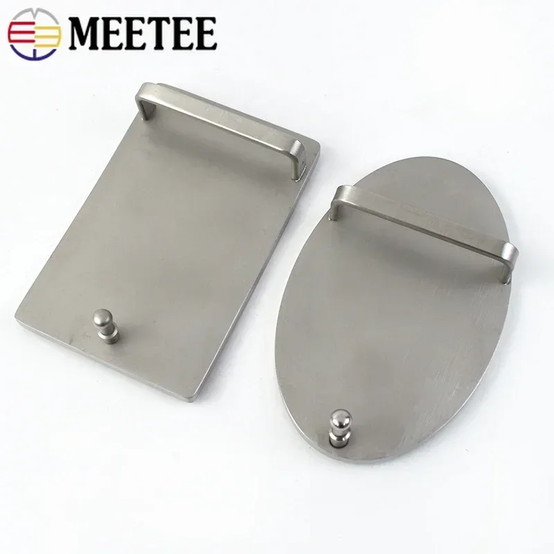 Meetee 1pc 35mm/40mm Stainless Steel Belt Buckles Metal Smooth Plate Buckle for Men\'s Waistband Head Pin Automatic Clasp Crafts