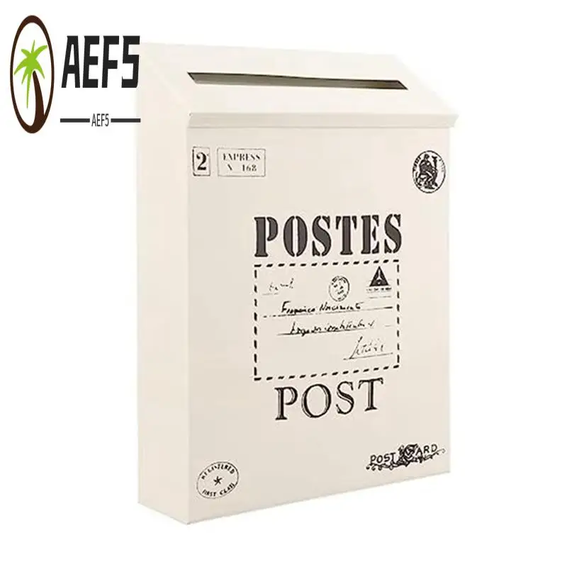 

AEF5-Почтовый ящик, винтажный настенный почтовый ящик, почтовый ящик, антикварный металлический почтовый ящик, устойчивый к ржавчине держатель для почты, подходящий для улицы, белый