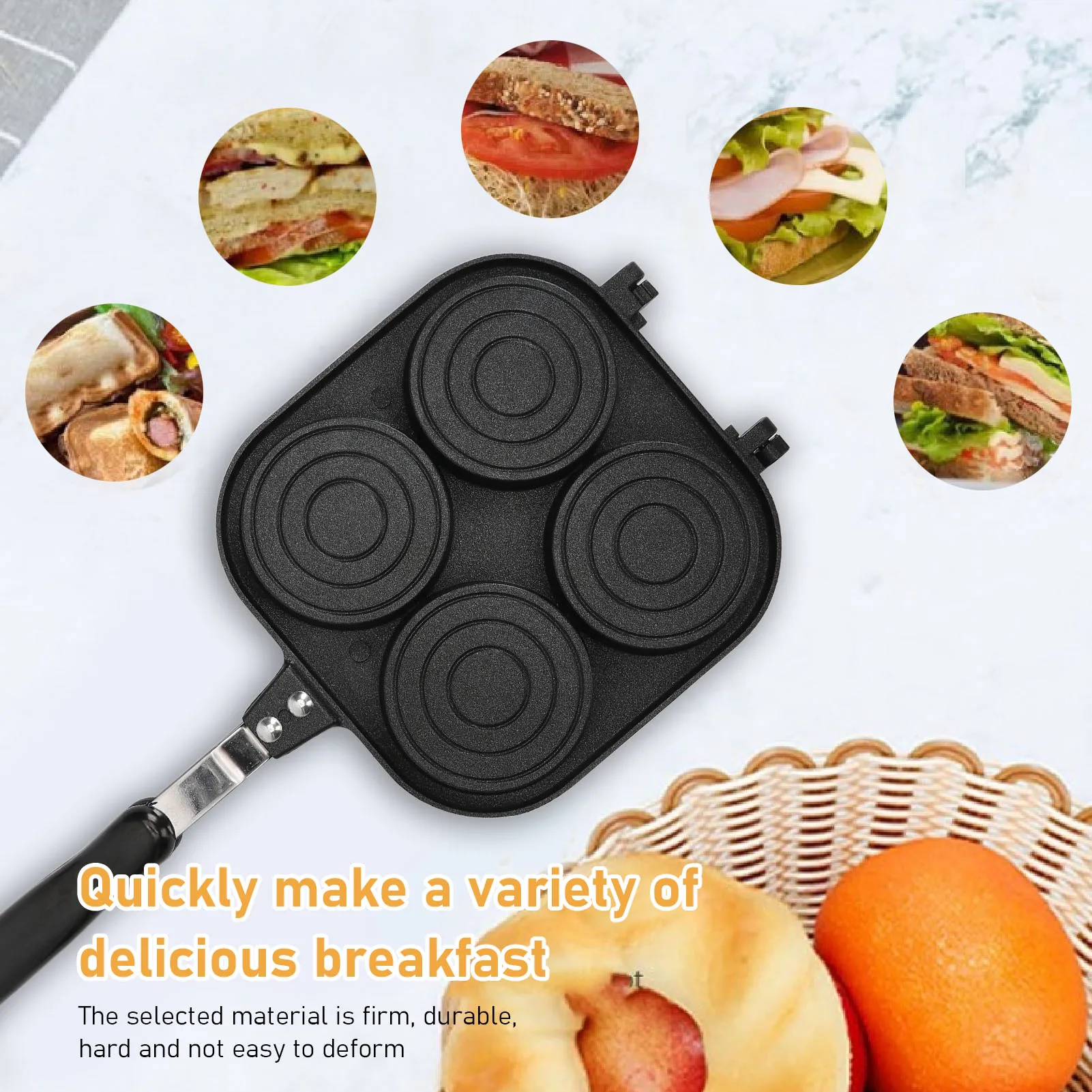 Double Sided Omelet Pan Portable Practical Aluminum Alloy Multifunctional Anti Stick Coating Double Sided Pancake Pan for Home