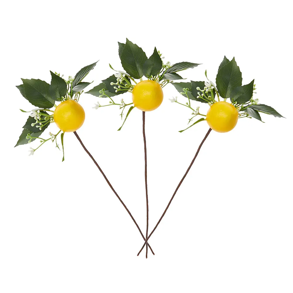 

3 Pcs Lemon Napkin Rings Artificial Stem Faux Fruit Branches Decorative Hotel Table Tree Buckles Simulated Branch Diy Holders