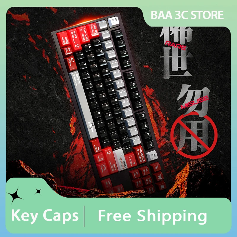 ZAKU Theme Key Caps Set ABS Mirror Spraying Process 155 Keys Cherry Profile Fit 61%-108% Glazed Keycaps for Keyboard Accessories