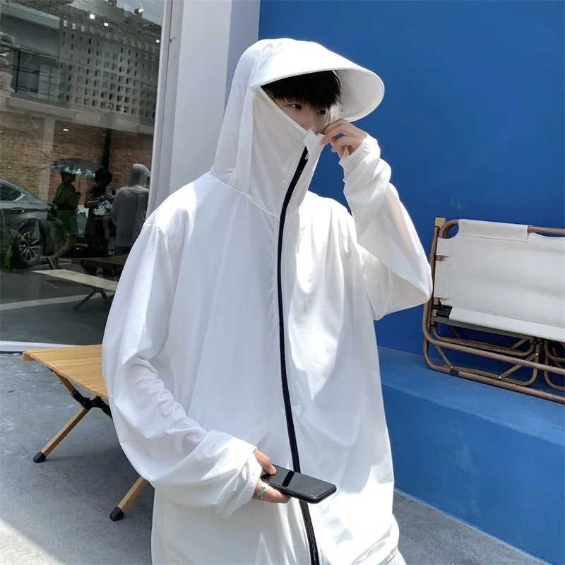 

Летняя мужская одежда из ледяного шелка с защитой от УФ-излучения, новинка 2025 года, тонкая, дышащая, для активного отдыха, модная, легкая, с защитой от УФ-излучения