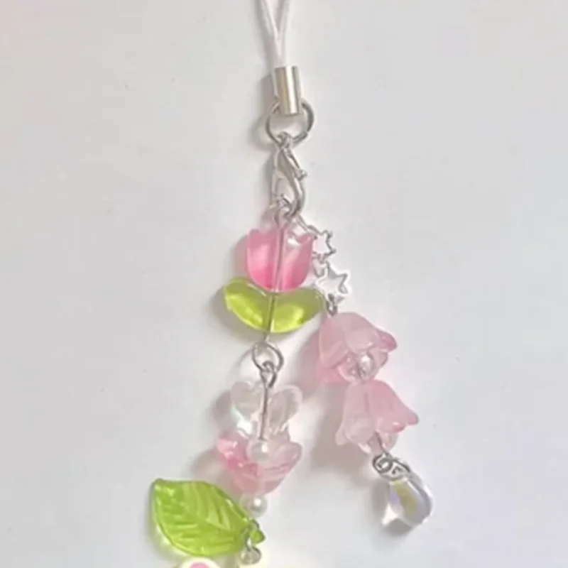 Bear Pendant Beaded Phone Charm Y2K Fairy Core Keychain
