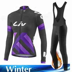 Liv Women Fashion Long Sleeves Cycling Jersey Set 2022 New Winter Thermal Fleece Female MTB Road Bike Mallot Ciclismo Hombre
