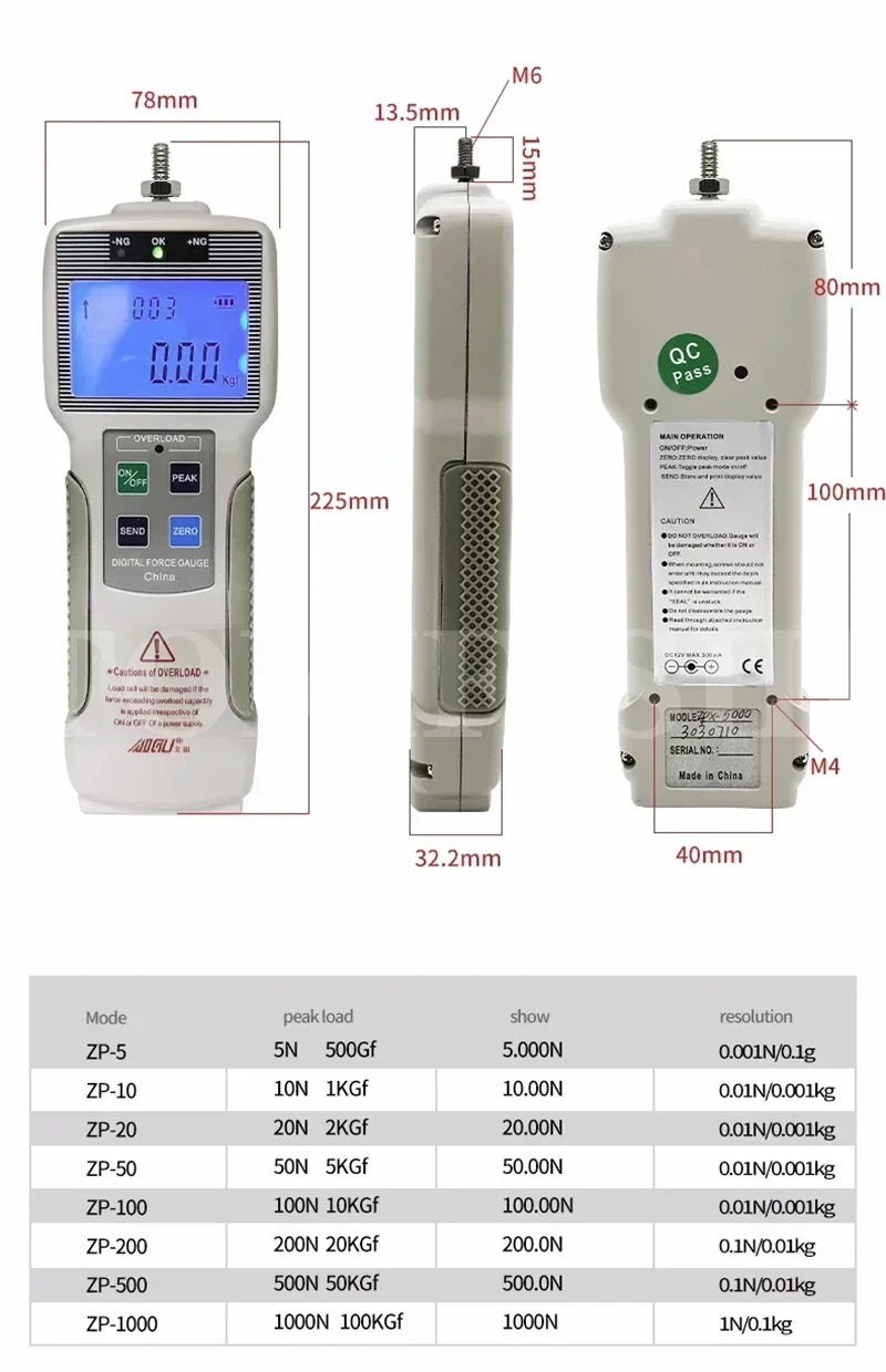 HLD-2 دفع سحب قوة اختبار الرف آلة اختبار الضغط دفع سحب قوة قياس الرف سحب الضغط NK-5 ZP-1000 1000N/100 كجم