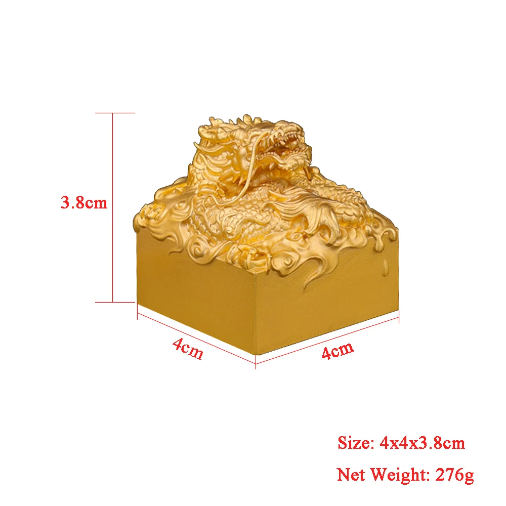 Smocze znaczki 4cm kwadratowe Metal mosiądz pieczęć złota chińska pieczęć obraz z kaligrafią spersonalizowane pieczęcie