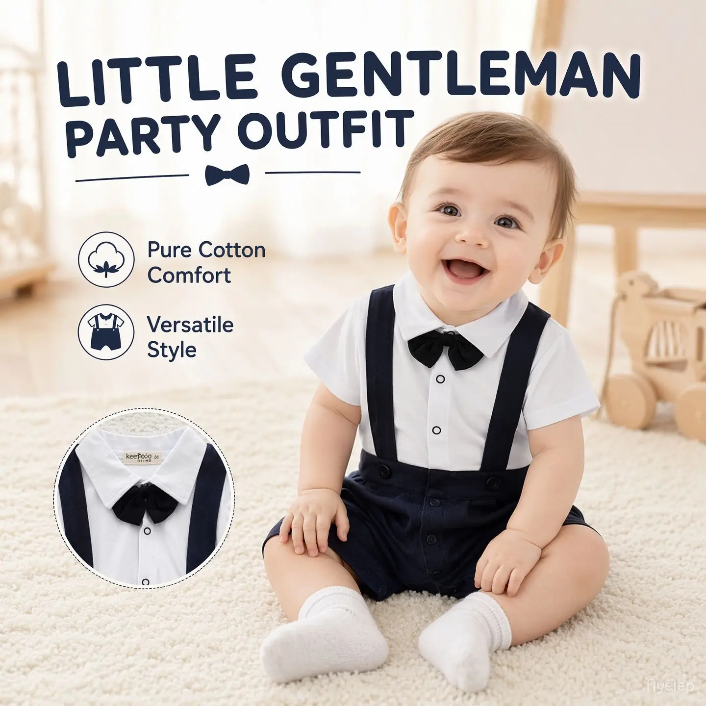 Spring Autumn Summer Baby Handsome Gentleman Tie Strap Pant  Jumpsuit Cute and Fashion Kids Rompers