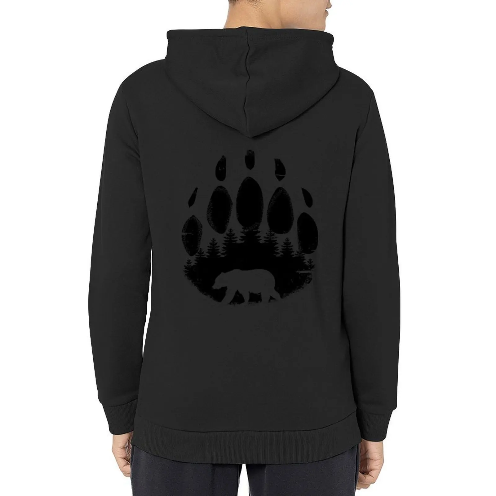 

Black Bear Paw Print - Forest Landscape Hoodie men's sweat-shirt set mens clothes men's sweat-shirt anime clothing hoodie man