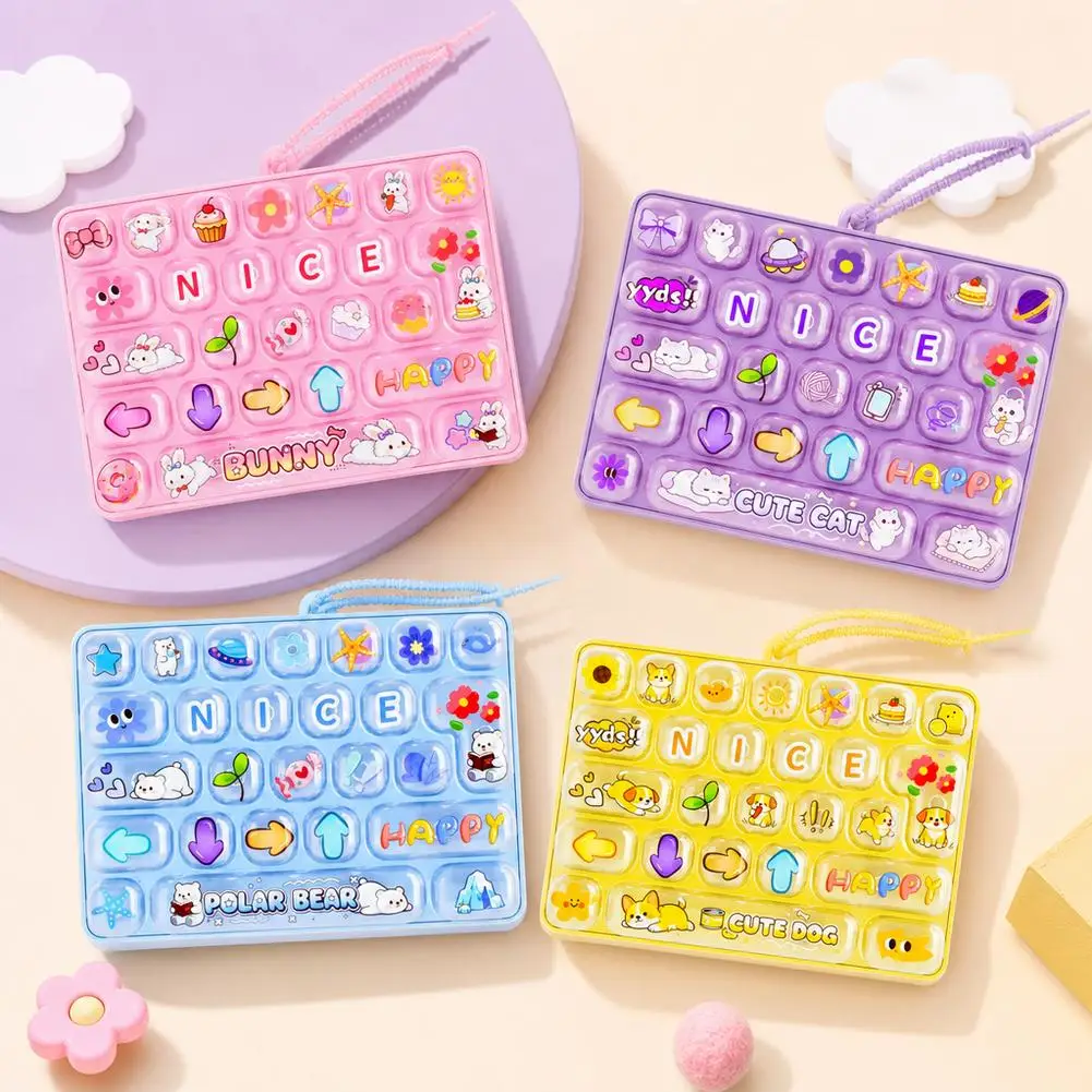 Keyboard Fidget Toy 26 Key Mechanical Pressing Cute Animal Diary Bag Pendant Stress Relief Sensory Toy For Adults