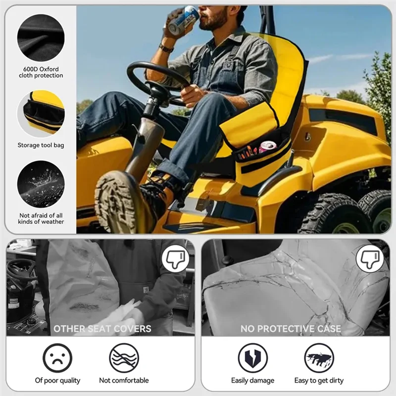 

Водонепроницаемый чехол на сиденье с карманами для хранения для John Deere Kubota Cub Cadet, чехлы на сиденья для газона-трактора
