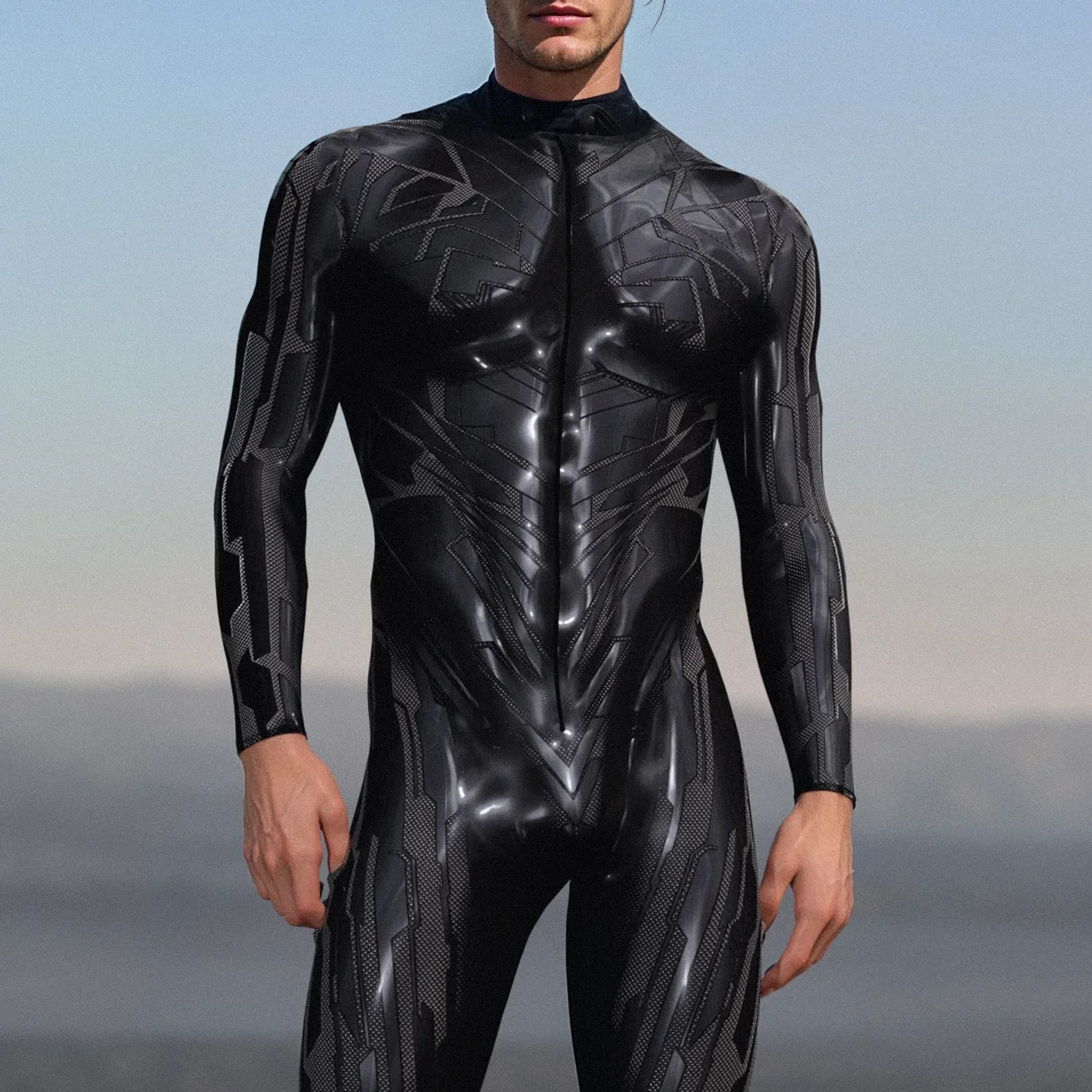 Men Cyber Mechanical Armour Jumpsuit Punk Cosplay Bodysuit Steampunk Costume Halloween Party Shows Holiday Zentai Suit