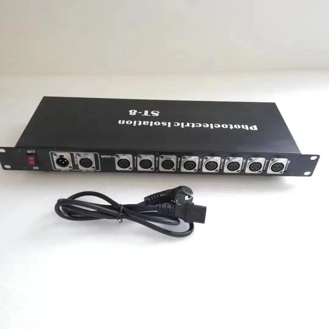 

8-Route DMX Splitter DMX512 Stage Lighting Signal Amplifier Splitter 8 Way DMX Distributor
