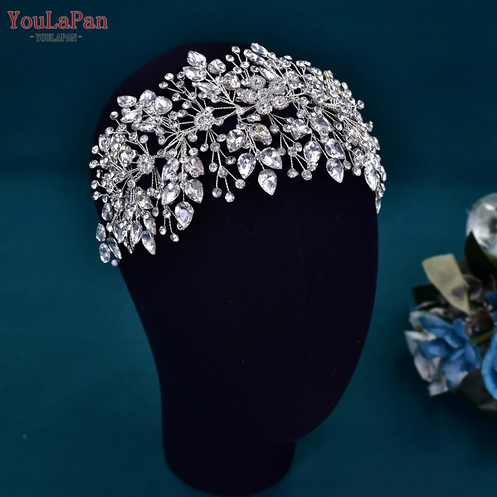 YouLaPan Bridal Hair Band Silver Color Headdress Bride Headpiece Rhinestone Women Hair Accessories Girls Party Headwear HP540