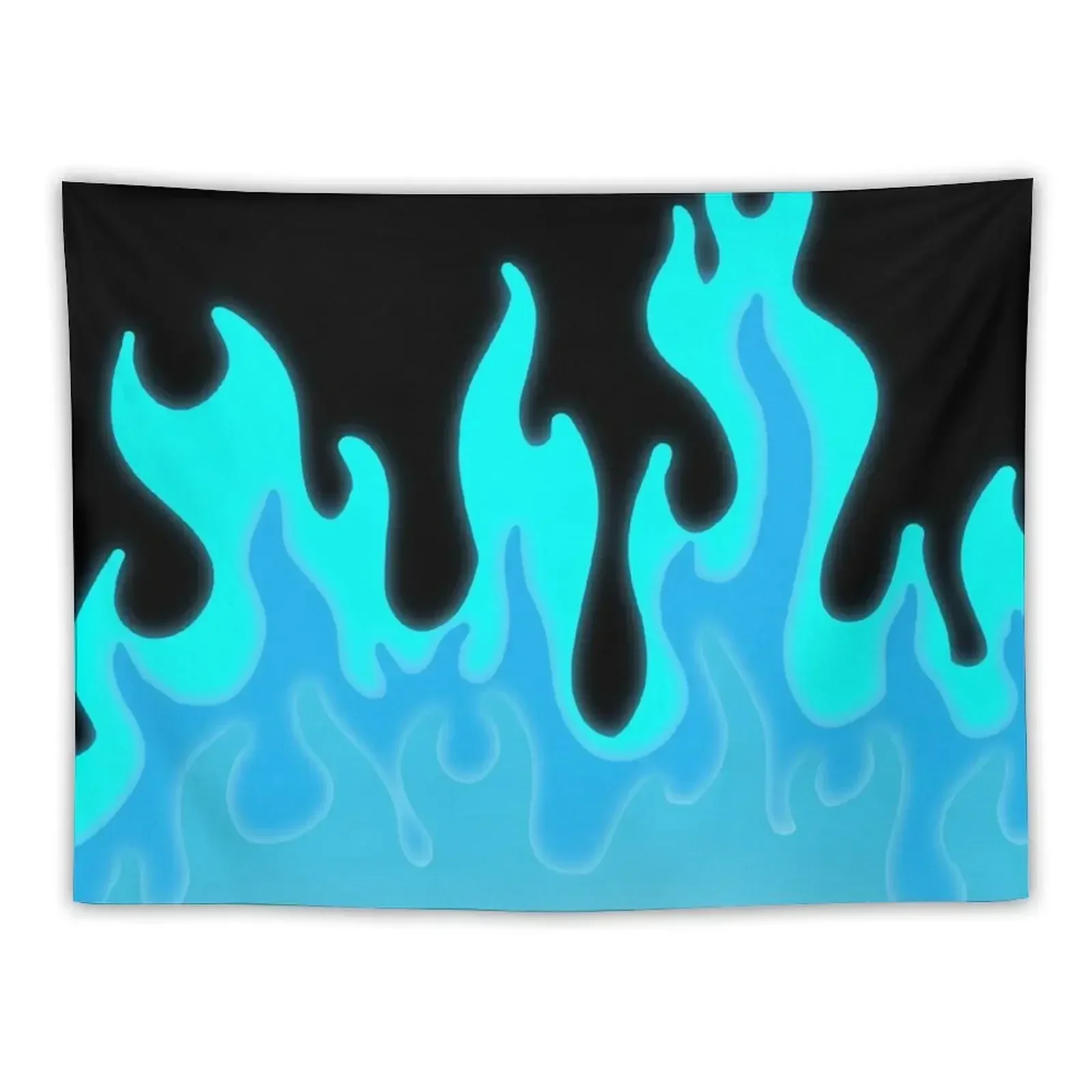 

Flames in Teal and Cyan! Tapestry Decorations For Room Room Decore Aesthetic Bedroom Decor Aesthetic Tapestry