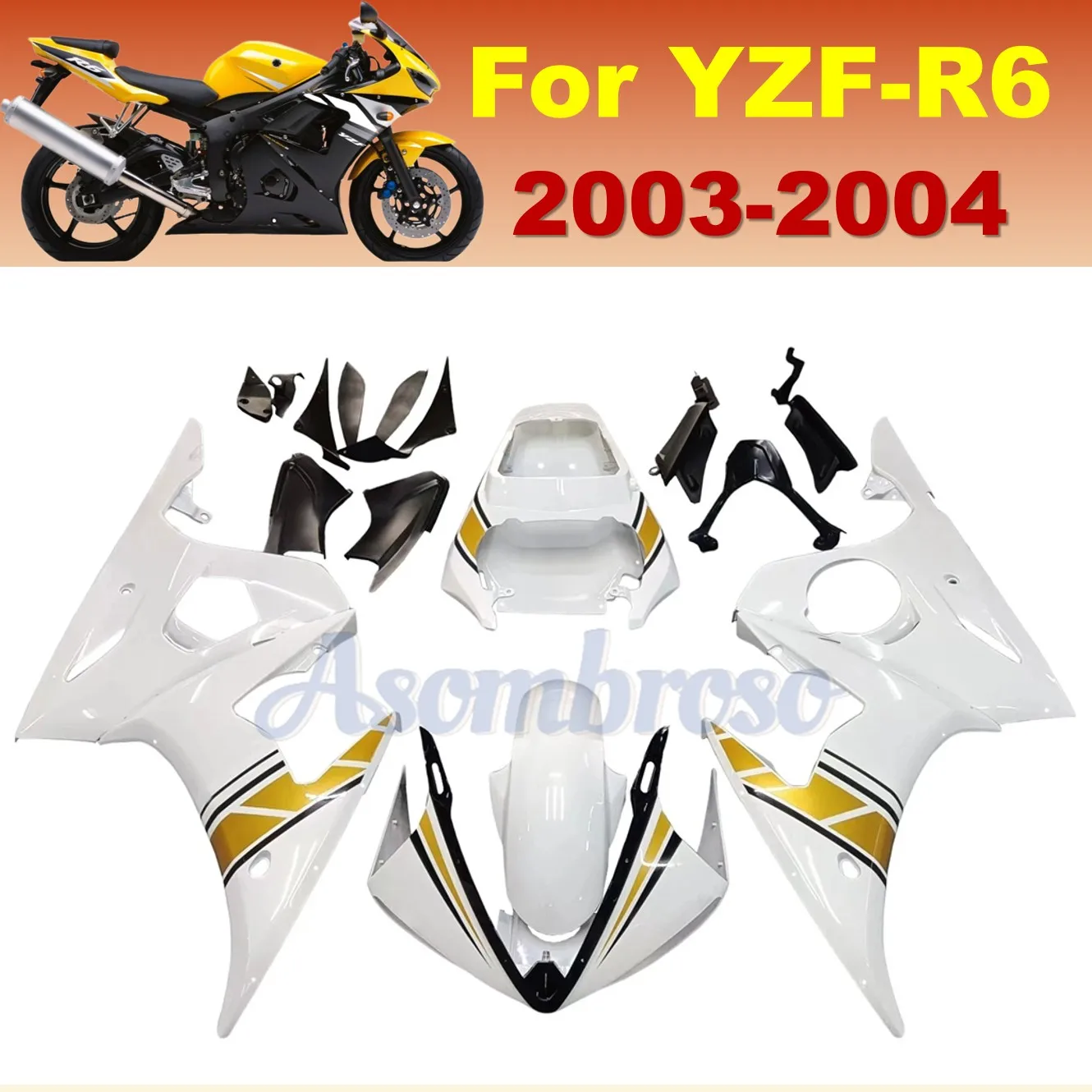 

Комплект обтекателей для Yamaha YZF R6 2003-2005, ABS-пластик, инжекционное литье, полный комплект пластиковых панелей кузова, R6S 2006-2009