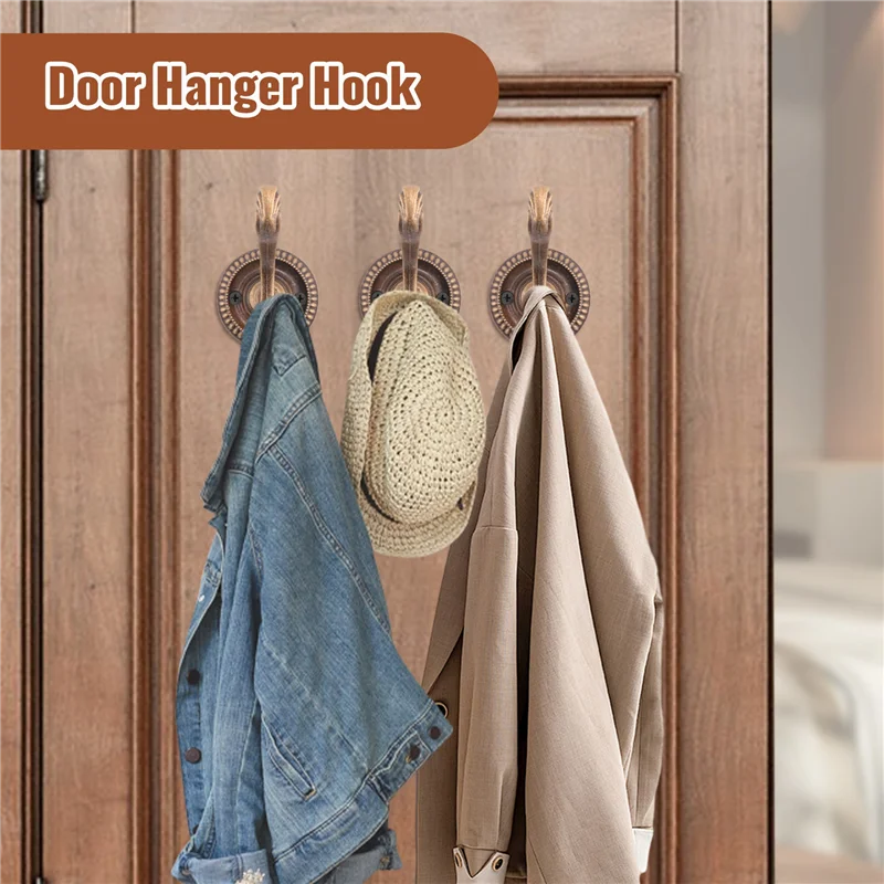 

【Recommend】5Pcs Antique Door Hanger Hooks Vintage Bathroom Wall Hanger Hats Bag Keychain Zinc Alloy Hook Coat Wall Hooks With Sc