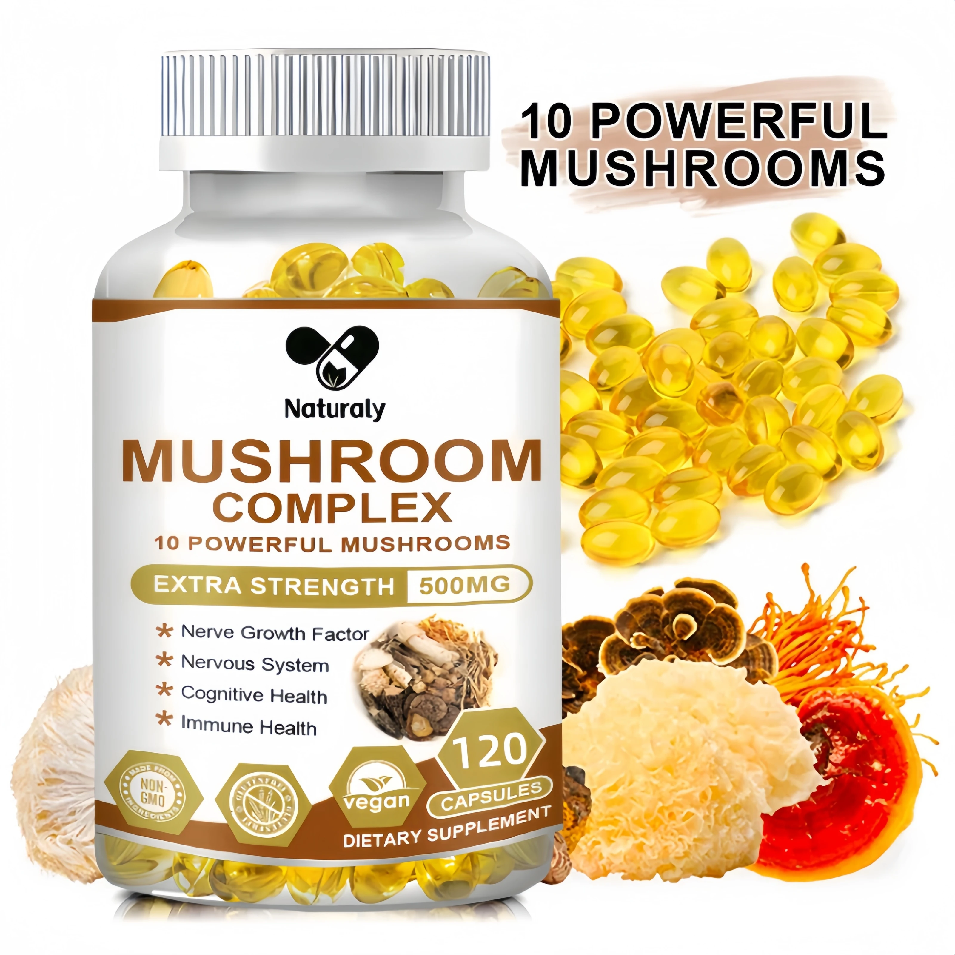 

10 Complex Mushroom Capsules Coffee Substitute Energy & Boosting immunity Ganoderma lucidum extract supplement