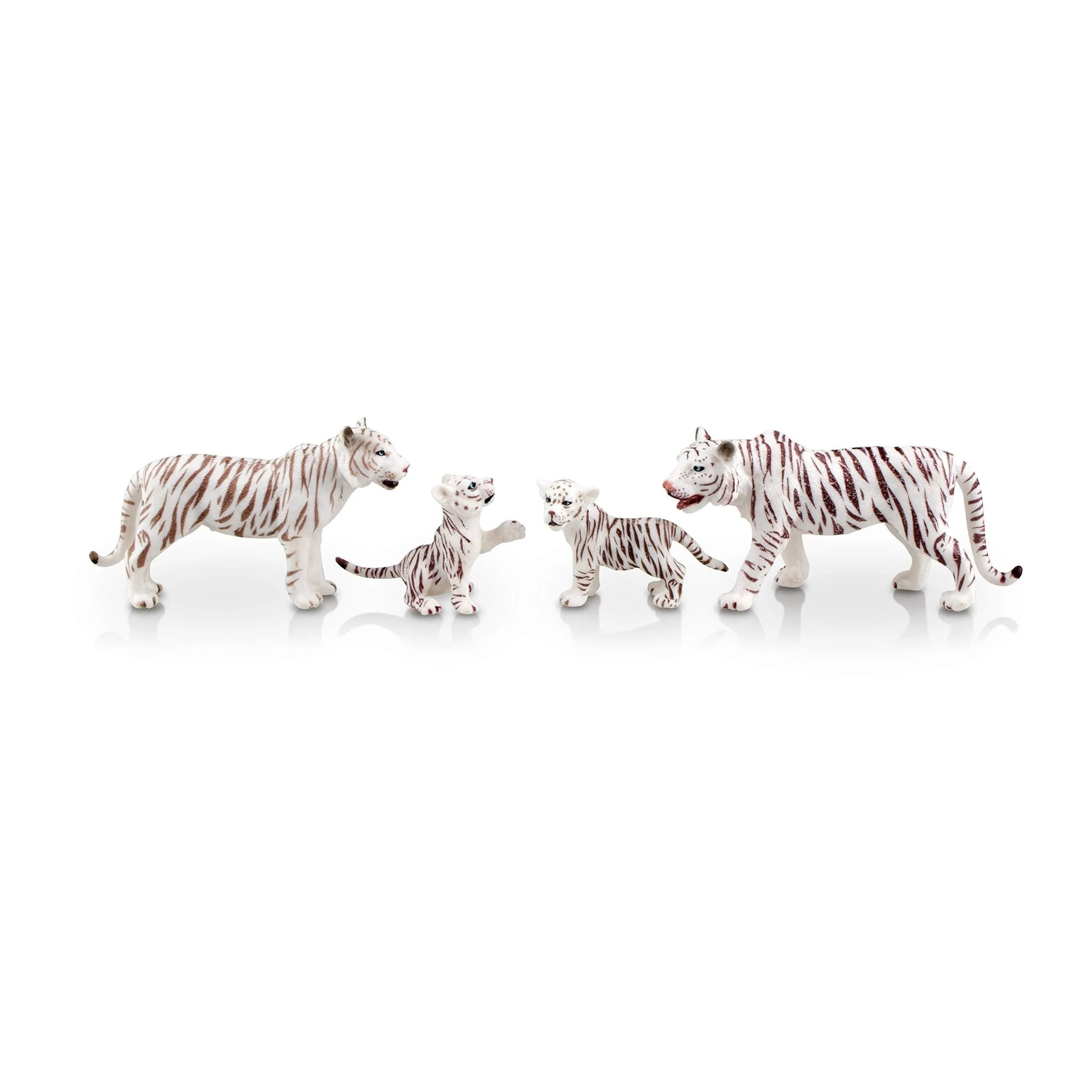 4 PCS Realistic Lions,White Tigers Figurines,Jungle Animals Figures Family Set Includes Baby Lions, Tiger,Educational Toys