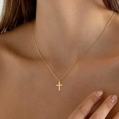 Stainless Steel Cross Necklace For Women Gold Silver Color Waterproof Chain Men Fashion Never Fade Jewelry Accessories