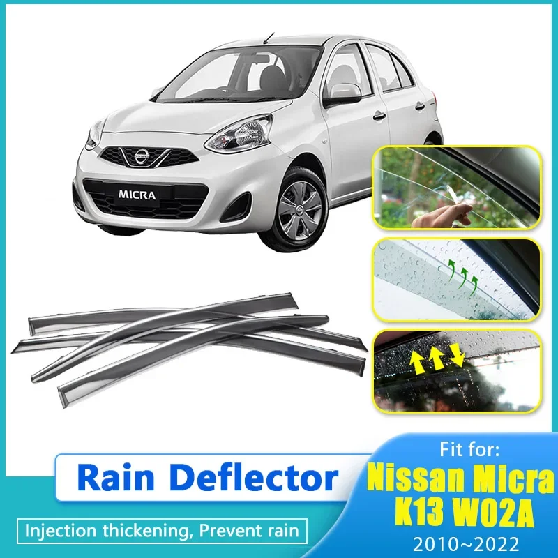 Rain Deflector For Nissan Micra K13 W02A 2010~2022 ST Hatchback Car Window Visor Cover Guards Antirain Chuvento Windabweiser