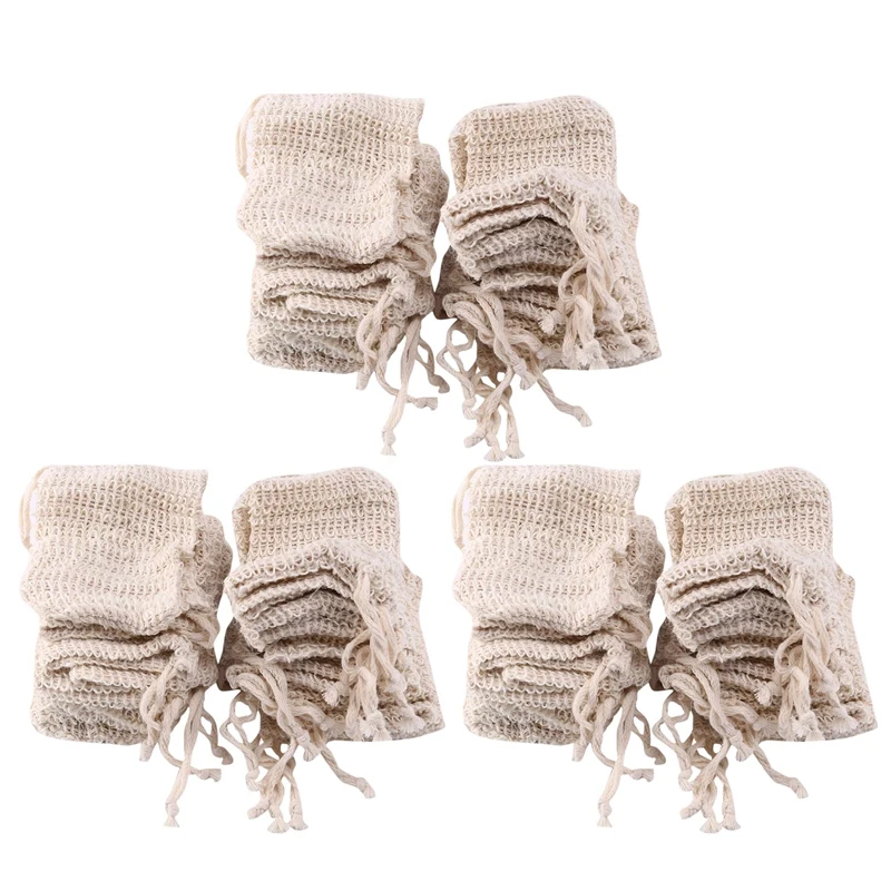 90 Pack Natural Sisal Soap Bag Exfoliating Soap Saver Pouch Holder