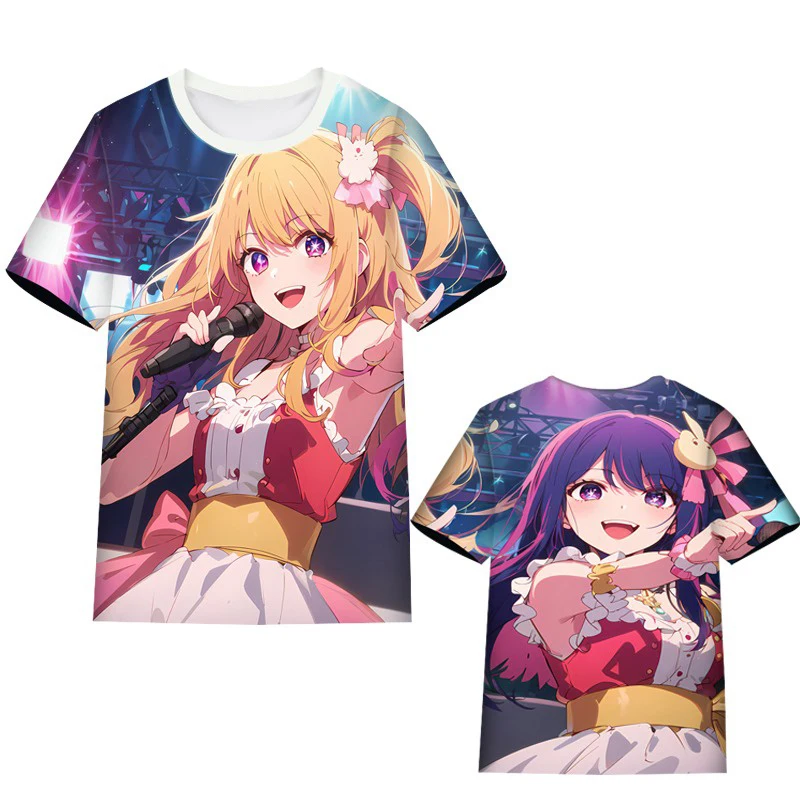 Oshi No Ko Anime T-shirt Ai Hoshino3D Printed Full Print T-shirt Double sided Printed Idol Stage Pattern Neutral Casual Top
