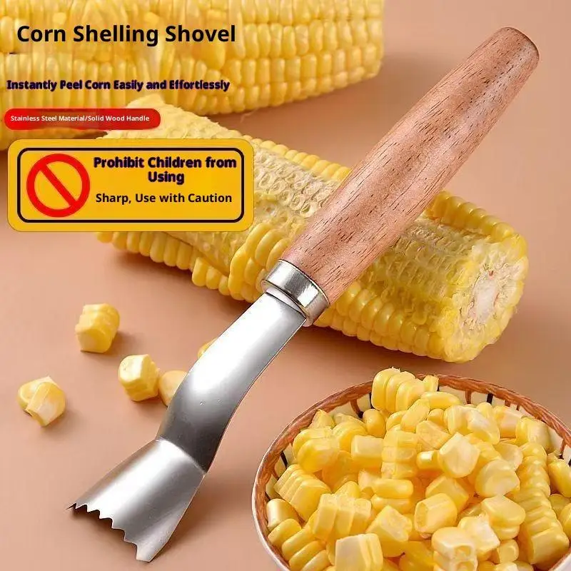 

Stainless Steel Corn Peeler Kitchen Manual Corn Cob Stripper Household Corn Peeler Tool With Wood Handle Reusable For Cooking