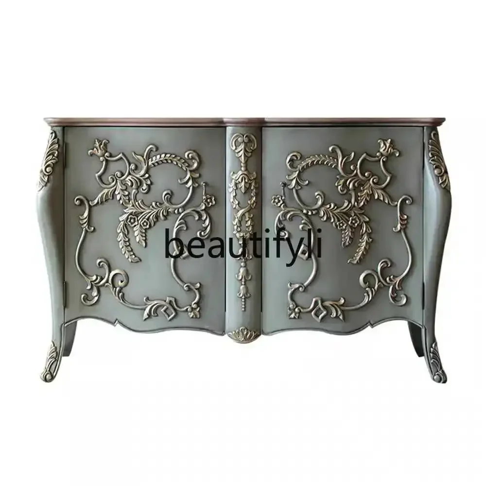 P European-style painted entrance dining side cabinet living room solid wood locker home decoration cabinet