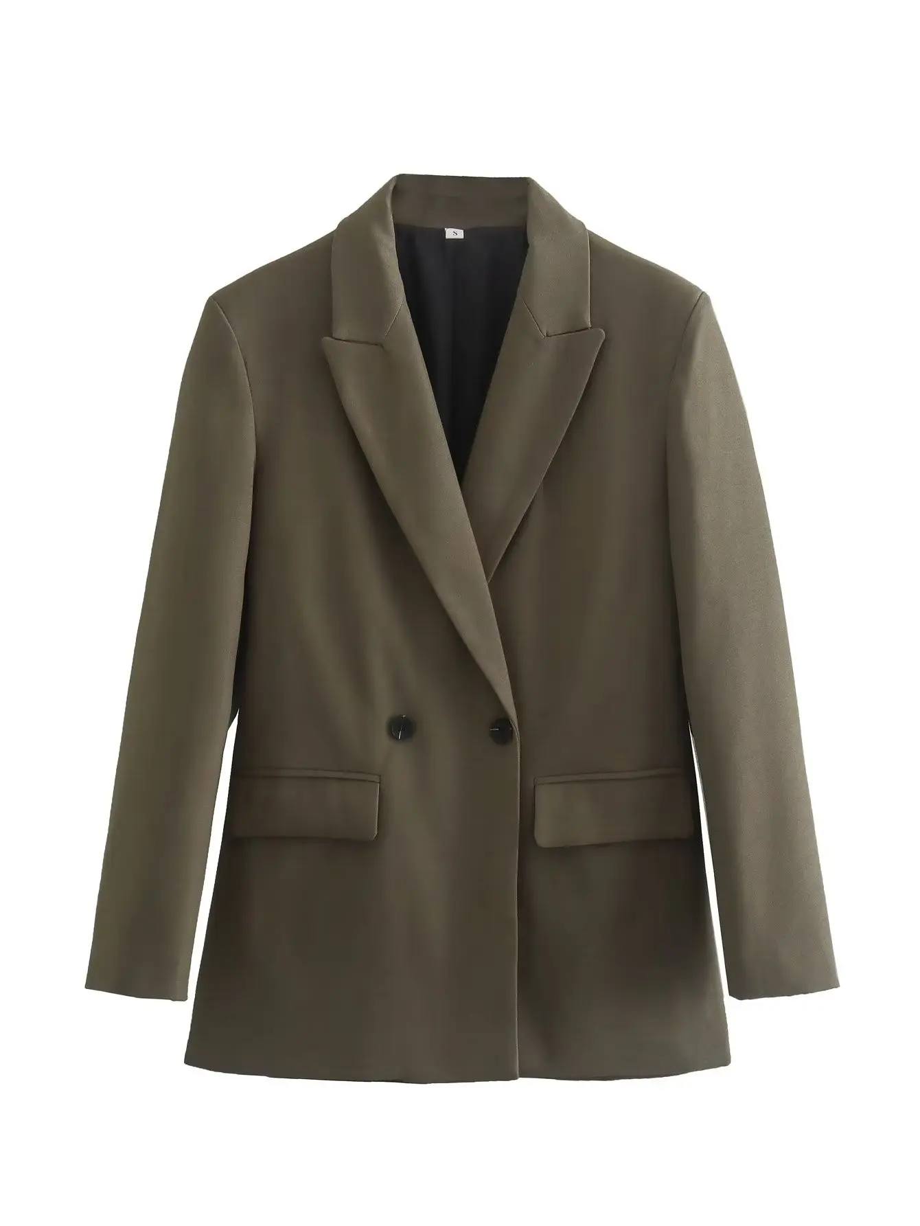 TRAF-Blazer de oficina para mujer, chaqueta masculina de doble botonadura, abrigos de manga larga, ropa de calle, Invierno